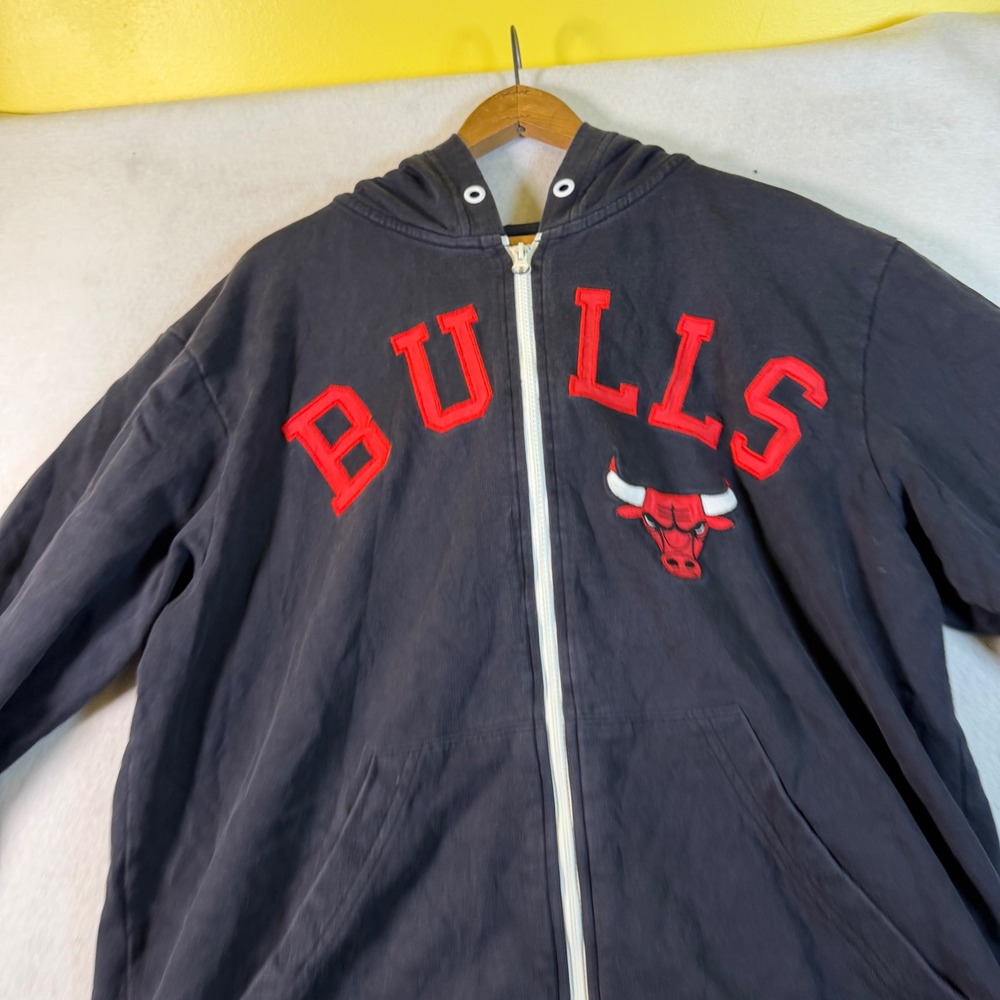 Forty Seven Brand Chicago Bulls NBA Full Zip Hoodie Black Mens Large Cotton